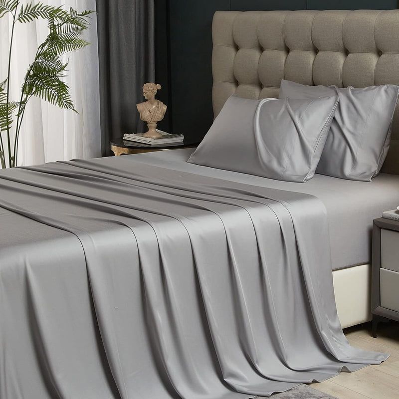 Bamboo Sheets King- Extra Deep Pocket Sheets Fits 18"-24" Thick Mattress,4 Pie