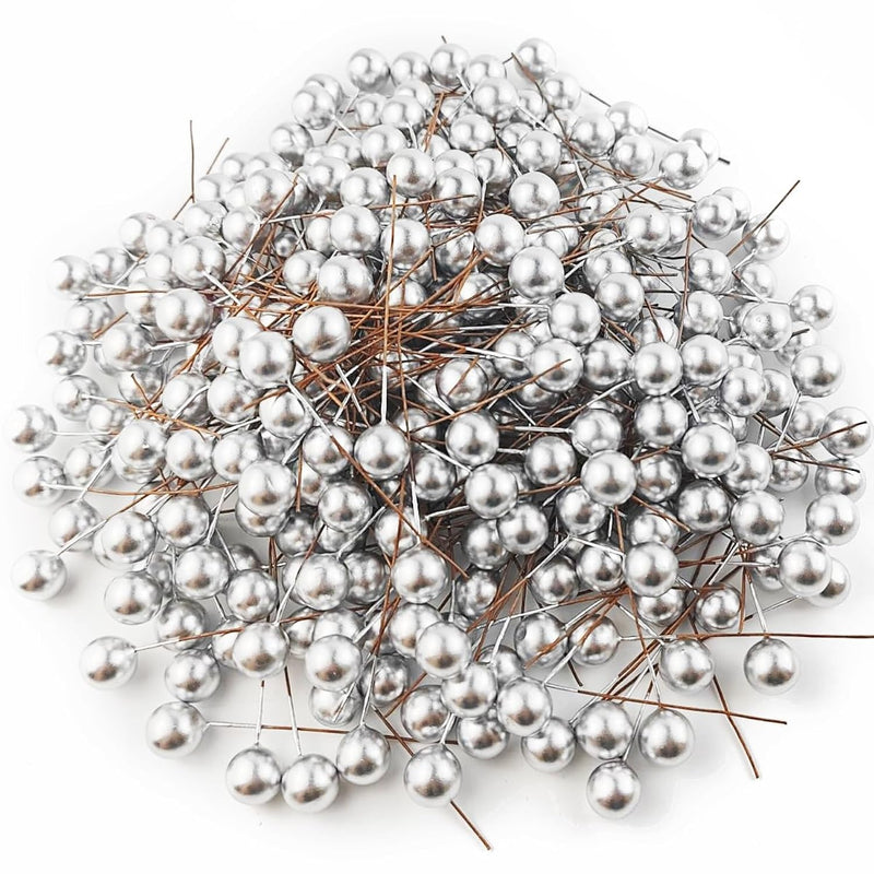 300Pcs Artificial Holly Berries, Mini 10 Mm Fake Berries Decor On Wire For Chr