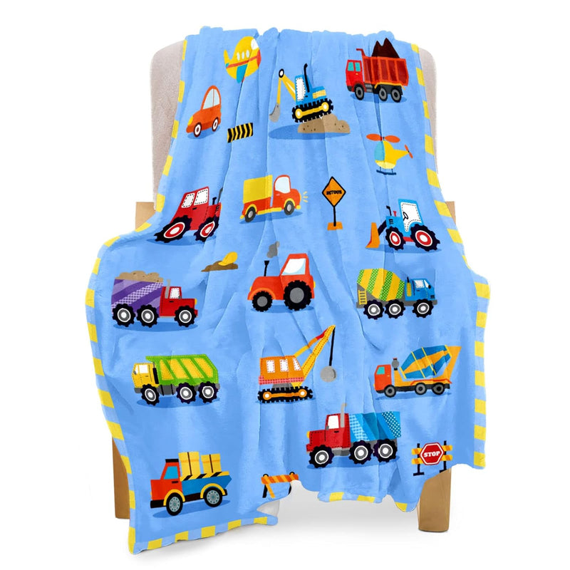 Construction Blanket Kids Fleece Throw Blankets For Girls Boys- Aircrafts Truc