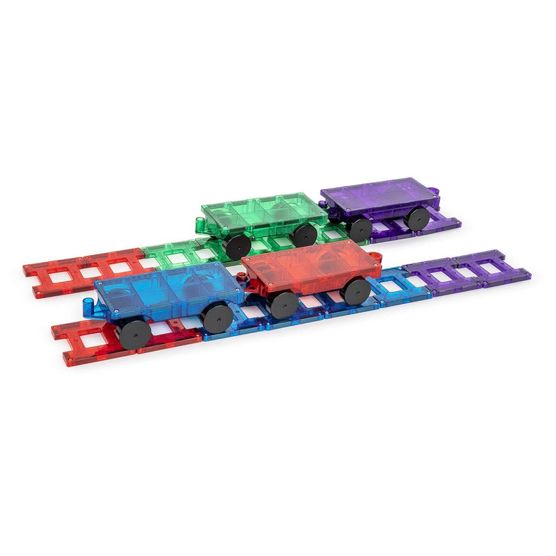 Magnetic Tiles Train Set, 20 Piece Accessory Set Includes 4 Trains, Stronge