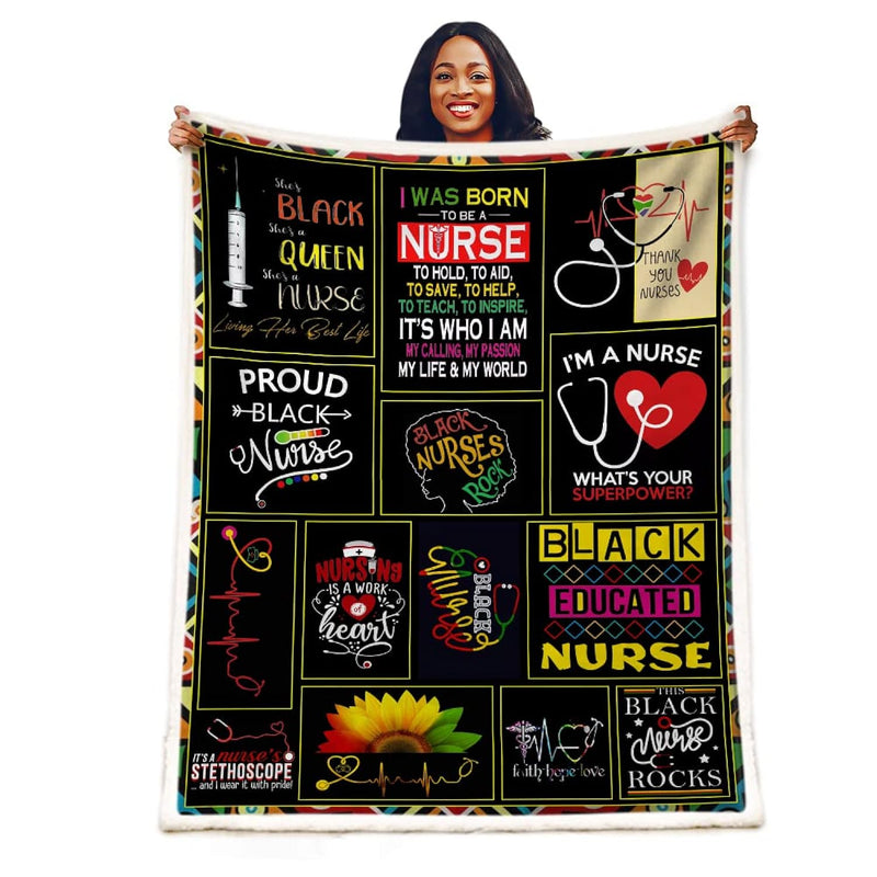 Nurse Gifts Black Nurses Week Gifts Throw Blanket, Retirement Gifts,Rn Gifts F