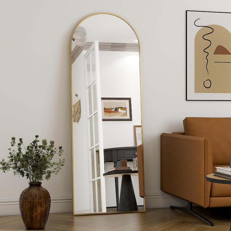 58"X18" Arched Full Length Mirror Free Standing Leaning Mirror Hanging Mounted
