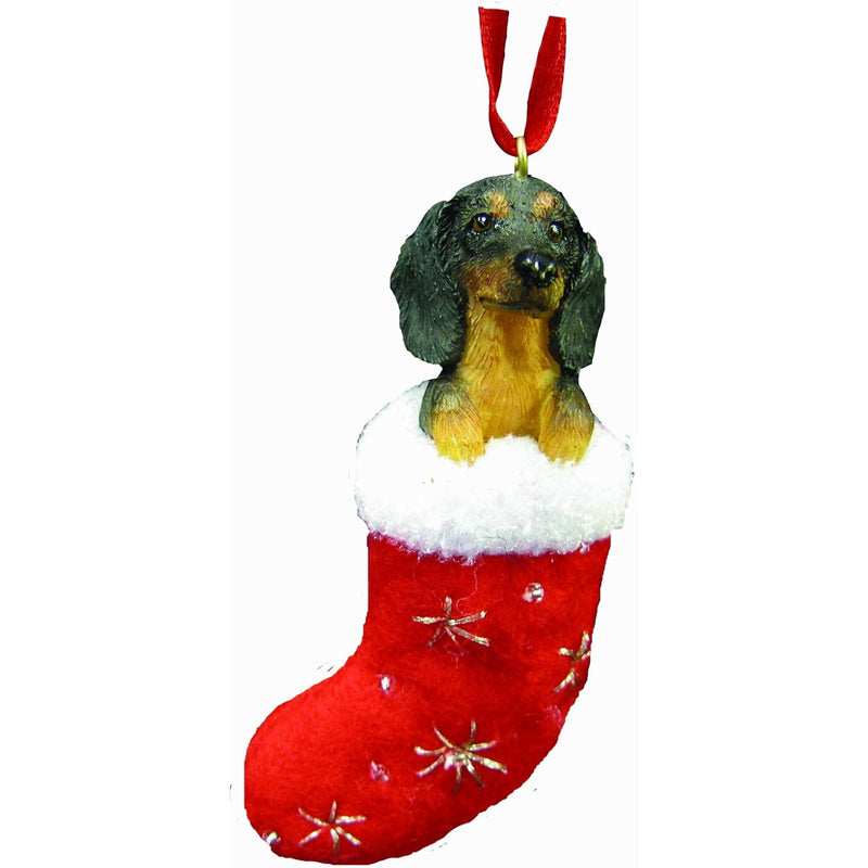 Dachshund Christmas Stocking Ornament With "Santa'S Little Pals" Hand Painted
