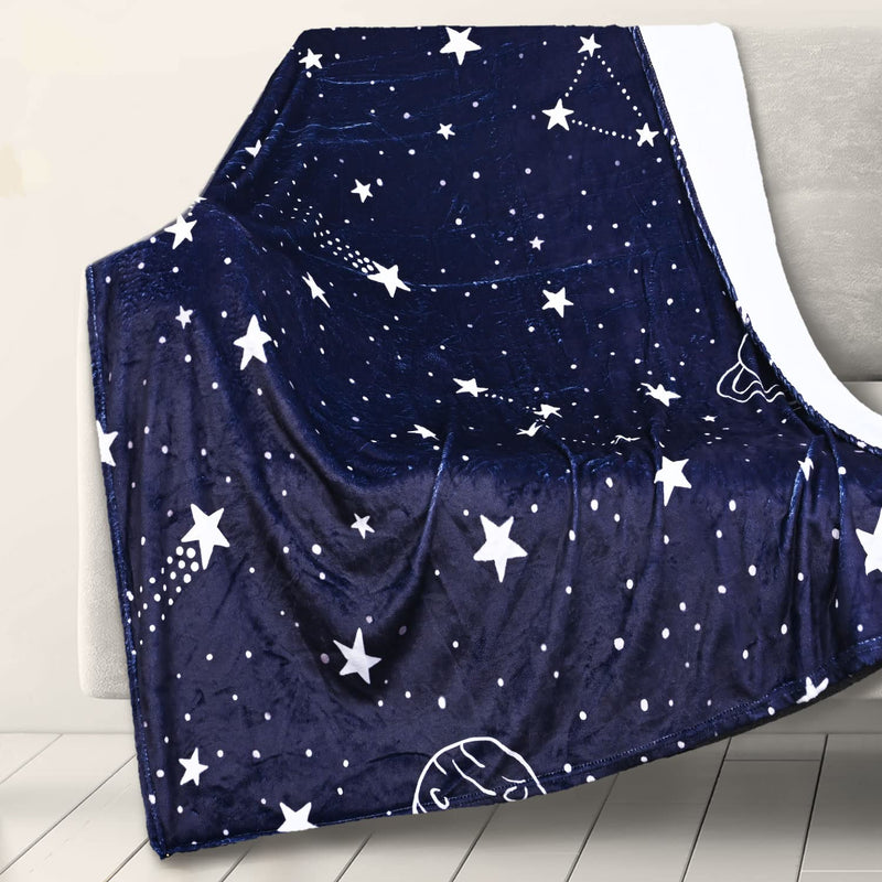 Lightweight Star Throw Blankets Gifts Constellation Print Soft Flannel Fleece