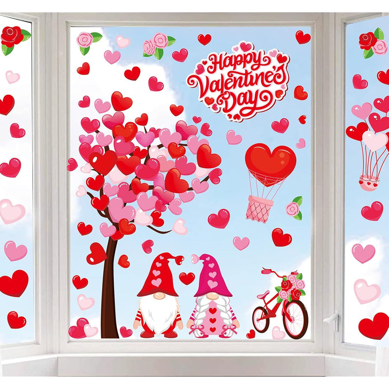 6 Sheet Valentine'S Day Window Clings Large Gnome Heart Window Decals Double-S