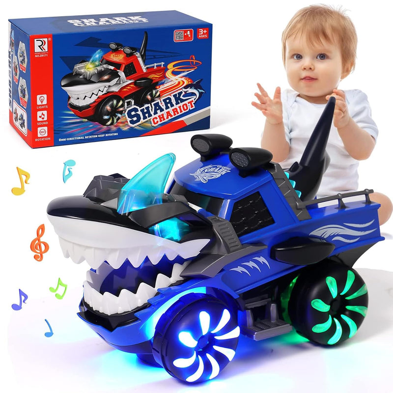 Shark Monster Truck Toy For Baby Boy,Shark Car Lights Up Toy With Chomper S