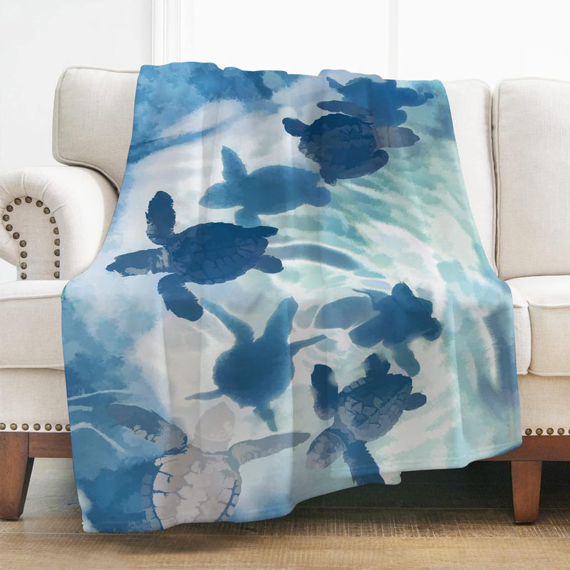 Sea Turtle Throw Blanket Gifts For Women Girls, Ocean Animal Decor For Couch B