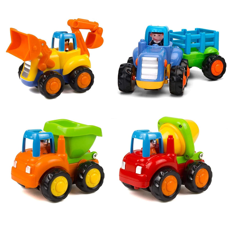 Friction Powered Cars Push And Go Trucks Construction Vehicles Toys Set Of