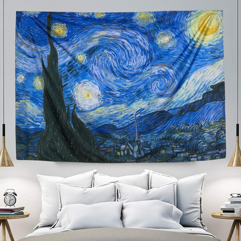 Starry Night Tapestry Wall Hanging, Van Gogh Art Wall Tapestries [60X82.7''][D