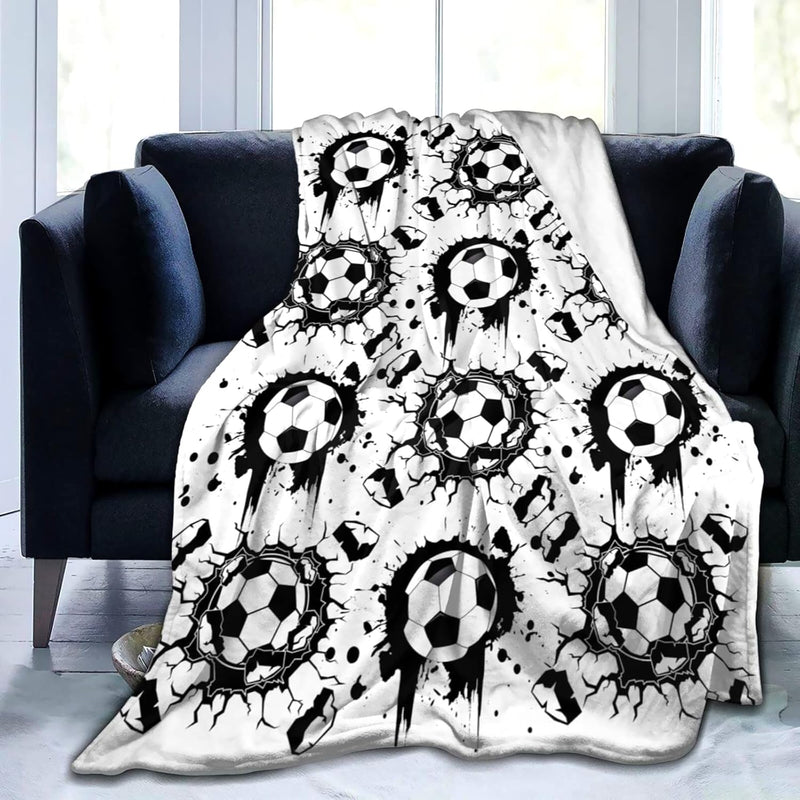 Super Soft Soccer Blanket Throw Soccer Ball Blankets Lightweight Flannel Warm