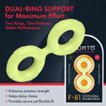 F-81 Double-O-Ring Double Glow In The Dark Cock Ring Sex Toys For Men - 100% Liquid Silicone Cock And Ball Ring For Erection Enhancement - Stretches 2X Its Size - Adult Sex Toys (Glow, Small)