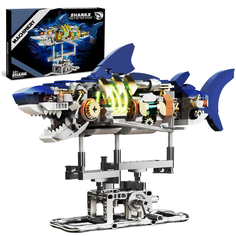 Ideas Mechanical Shark Building Set With Display Stand And Light, Marine An