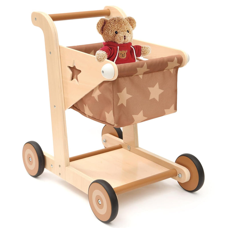 2 In 1 Wooden Baby Walker Push And Pull Doll Stroller,Shopping Cart Learnin