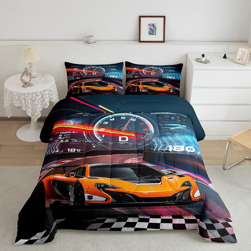 Race Car Bedding Set Boys Extreme Sports Comforter Set For Kids Boys Cool Car