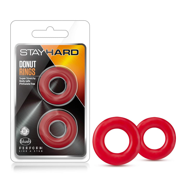 Blush Stay Hard Donut Cock Rings - Soft, Super Stretchy - Increase Stamina - Longer, Harder, Bigger Erections - Add Girth - Performance, Pleasure Enhancing Penis Ring For Ed Sex Toy For Men, Couples