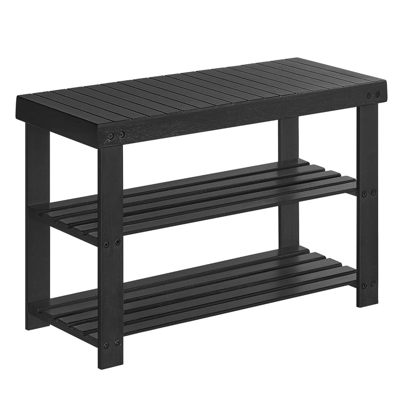 Shoe Rack Bench, 3-Tier Bamboo Shoe Storage Organizer, Entryway Bench, Holds U
