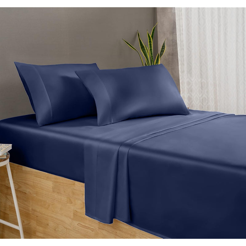 Luxury 800 Thread Count King 100% Cotton Sheets - Folkstone Blue Sateen Weave