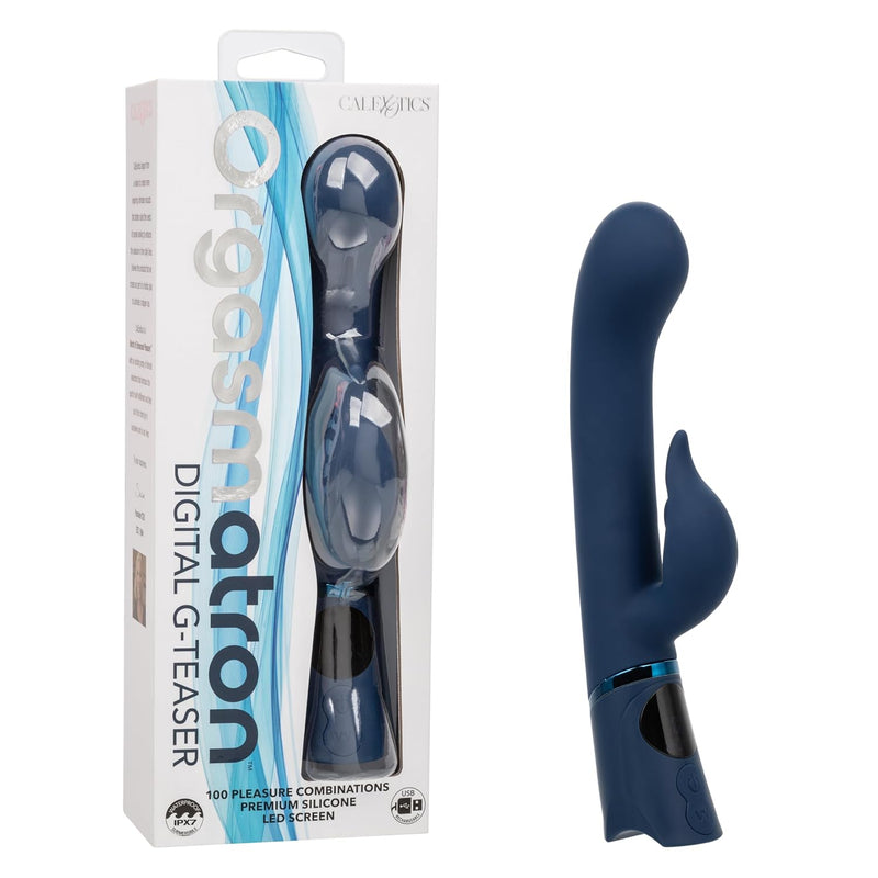 Orgasmatron Digital G-Teaser Rechargeable Silicone Waterproof G Spot Rabbit Vibrator Blue - Se-4389-10-3
