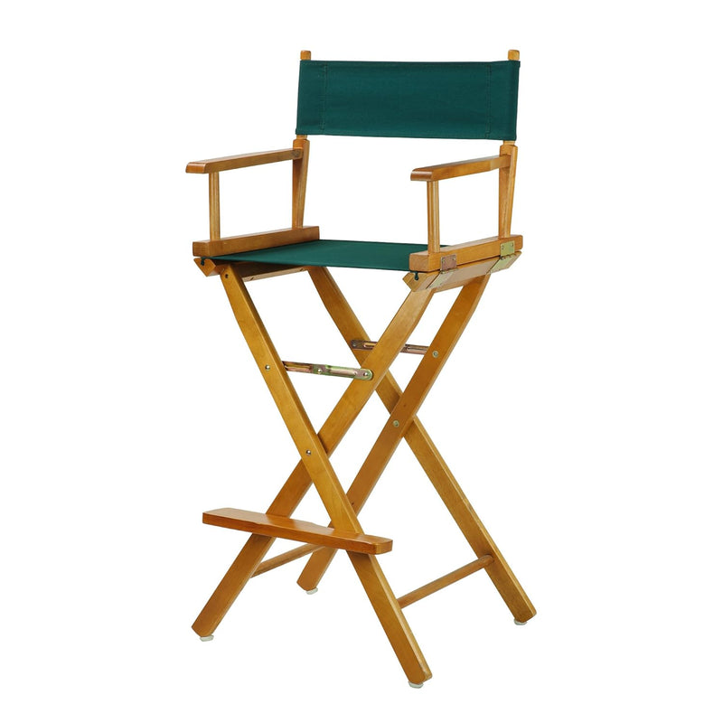 30" Director'S Chair Honey Oak Frame-With Hunter Green Canvas, Bar Height