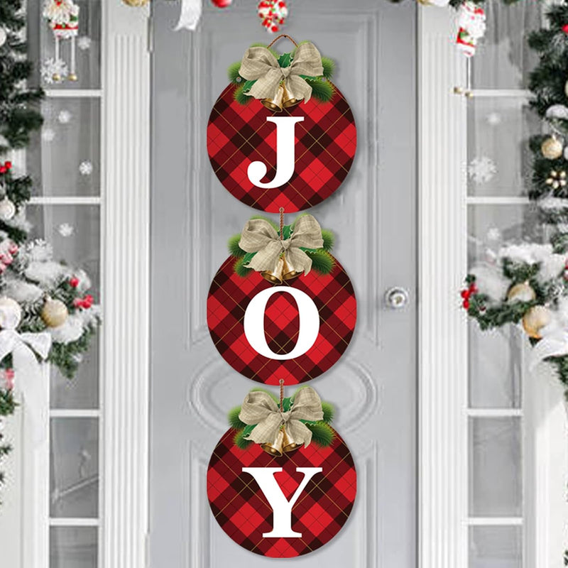 Buffalo Plaid Christmas Wreaths For Front Door - 3Pcs Rustic Christmas Decor J