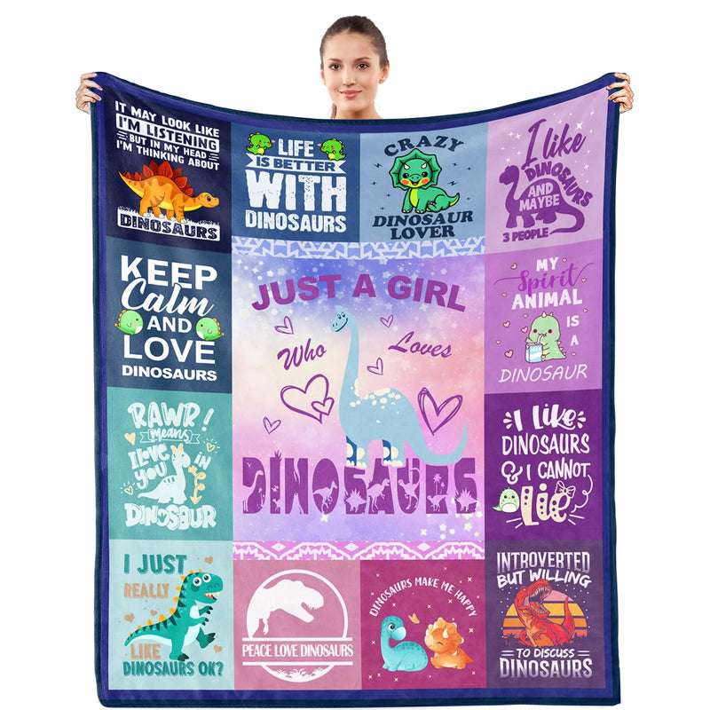 Dinosaur Blanket For Girls, Dino Lovers Gifts, Dinosaur Gifts For Girls, Just