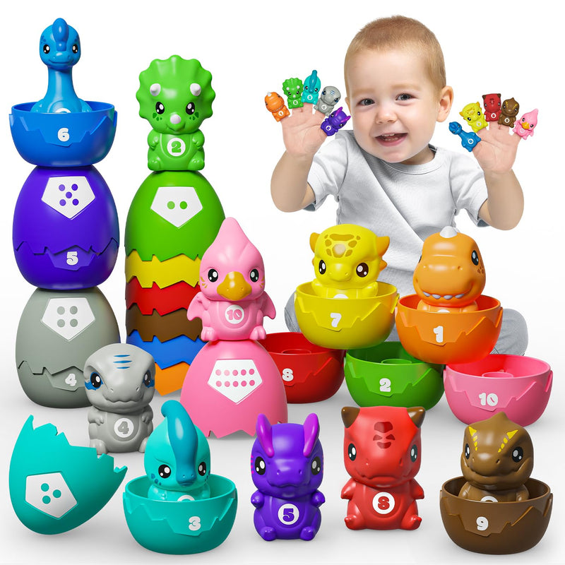 Dinosaur Egg Toys For Toddlers 1 2 3 Year Old, 20Pcs Dino Finger Puppets Ki