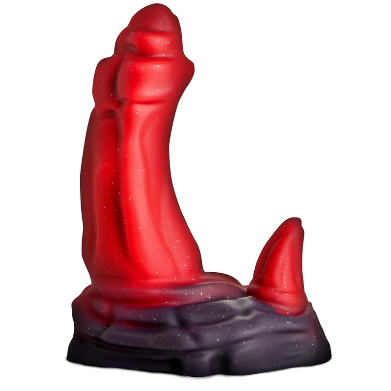 Ogre Silicone Dildo For Beginners, Men, Women, & Couples. Fantasy Dildo And Suction Cup Base. Harness Compatible & Premium Silicone. 1 Piece, Red & Black.