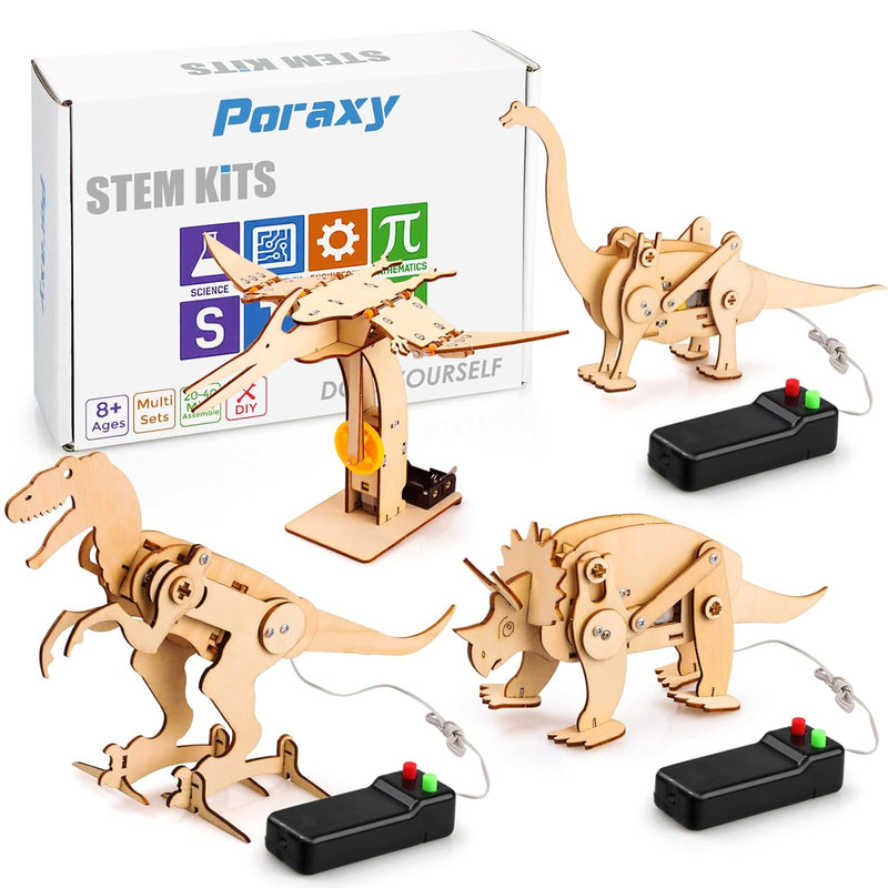 Poraxy 4 Pack Dinosaur Toys for Kids 8-12, STEM Kits, Toys for Ages 8-13, W