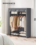 Closet Wardrobe, Portable Closet for Bedroom, Clothes Rail with Non-Woven Fabric Cover, Clothes Storage Organizer, 55.1 x 16.9 x 68.5 Inches, Gray URYG02GY