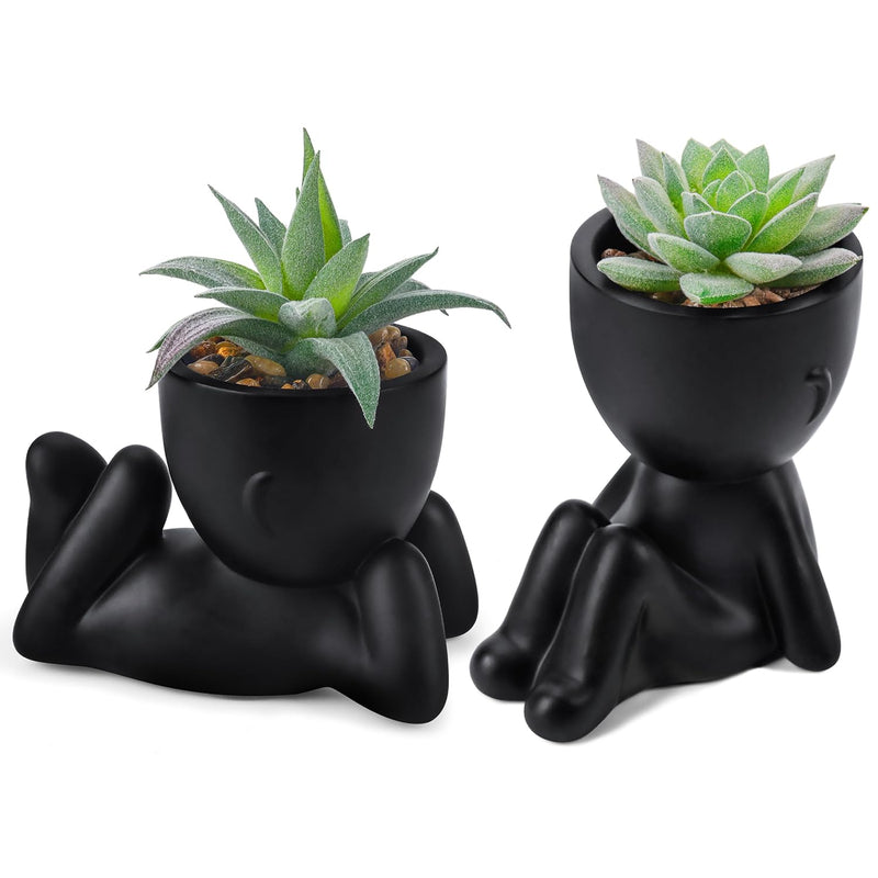 Set Of 2 Fake Plants Artificial Succulent Plants For Office Desk Accessories B