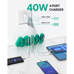 Usb C Wall Charger, 40W 4-Port Fast Charging Block Usb C Charger Dual Port Pd+Qc Wall Plug Multiport Type C Charger Block For Iphone 14 13 12 11 Pro Max Xs Xr 8 7, Ipad, Samsung Phone, Tablet