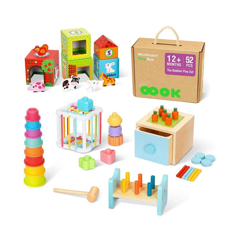 Montessori Toys For 1 Year Old, 7 In 1 Learning Educational Kit With Sensor