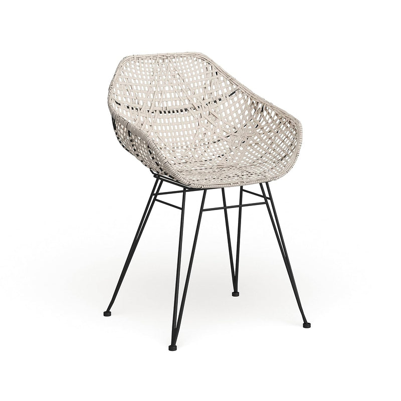 Home Jadis White And Dark Grey Leather Woven Dining Chair, Set Of 2