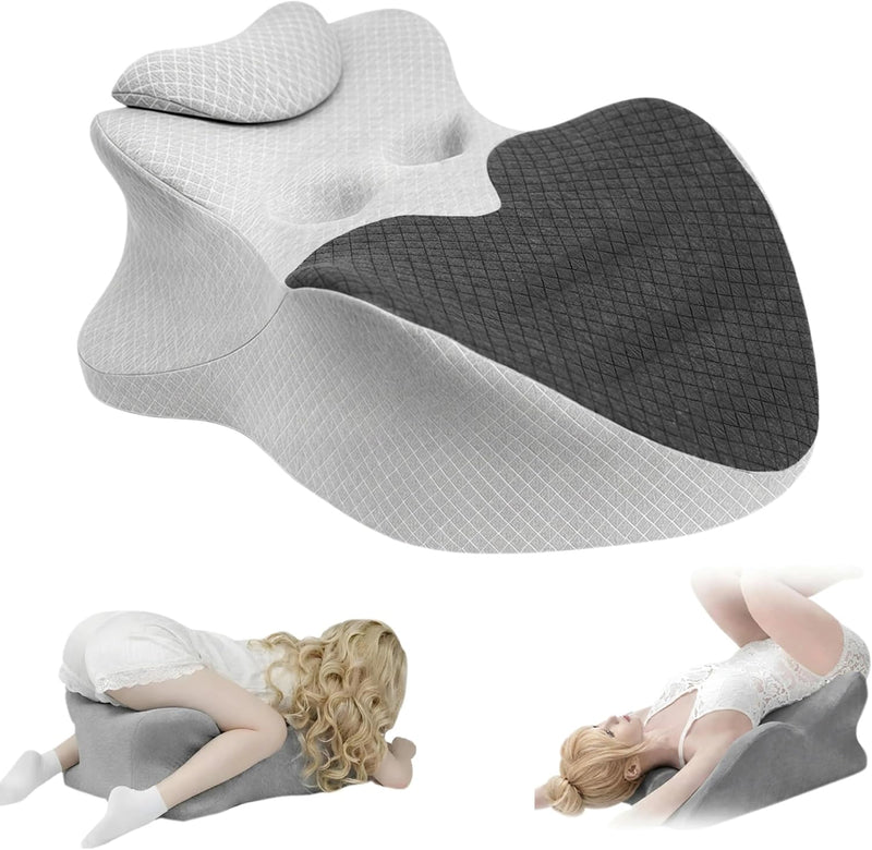 27° Ergonomic Memory Foam Couples Pillow with Back Support & Washable Cover