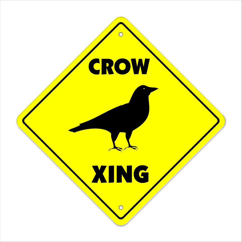 Crow Crossing Sign Zone Xing | Indoor/Outdoor | 12" Tall Plastic Sign Black Bi