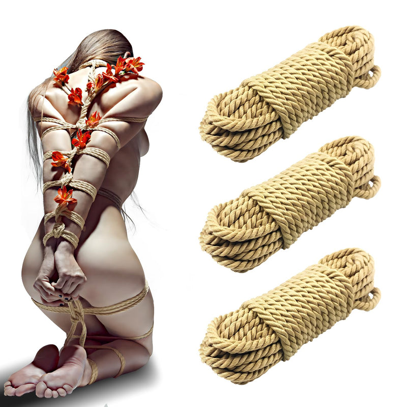 Cotton Bdsm Bondage Rope Restraint Kit For Sex, 3 Pack 49 Feet Soft Shibari Rope Kit For Beginner, Bondage Restraint Adult Sex Toys Bdsm Toys For Women, Men And Couples (8Mm Yellow)