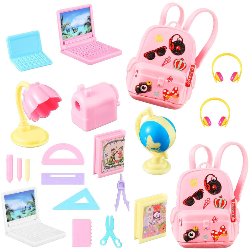 Zhanmai 21 Pieces Doll School Stuff Mini School Supplies Doll School Access