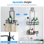 Shower Caddy, Upgraded Extended Length Shower Caddy Over Showerhead No Blocking to Shower Head, Rustproof Shower Organizer with Hooks Shampoo Soap Holder, Bathroom Large Hanging Shower Caddy