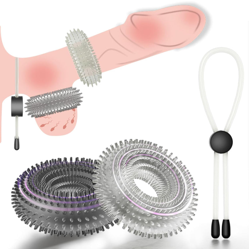 Penis Ring Set Cock Sleeve Adult Sex Toys For Men, Silicone Cock Cage Sexual Stimulation Device, Erection Enhancing Long Lasting Stronger Strechy Cockring Penis Extender For Couple Sex Toy & Games