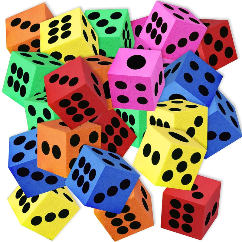 Foam Dice for Kids, Bulk Set of 48, 1.5 Inch Large Foam Dice Set in Assorte