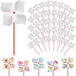 148 Pcs DIY Paper Pinwheel Craft Kit with 100 Blank Pinwheels & 48 Crayons