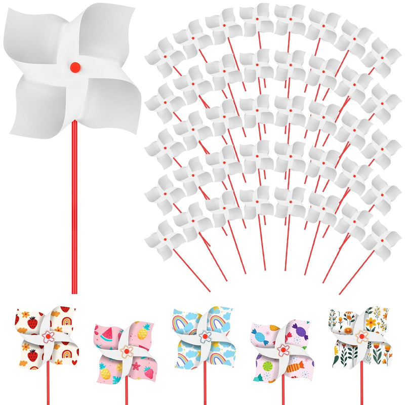 148 Pcs DIY Paper Pinwheel Craft Kit with 100 Blank Pinwheels & 48 Crayons