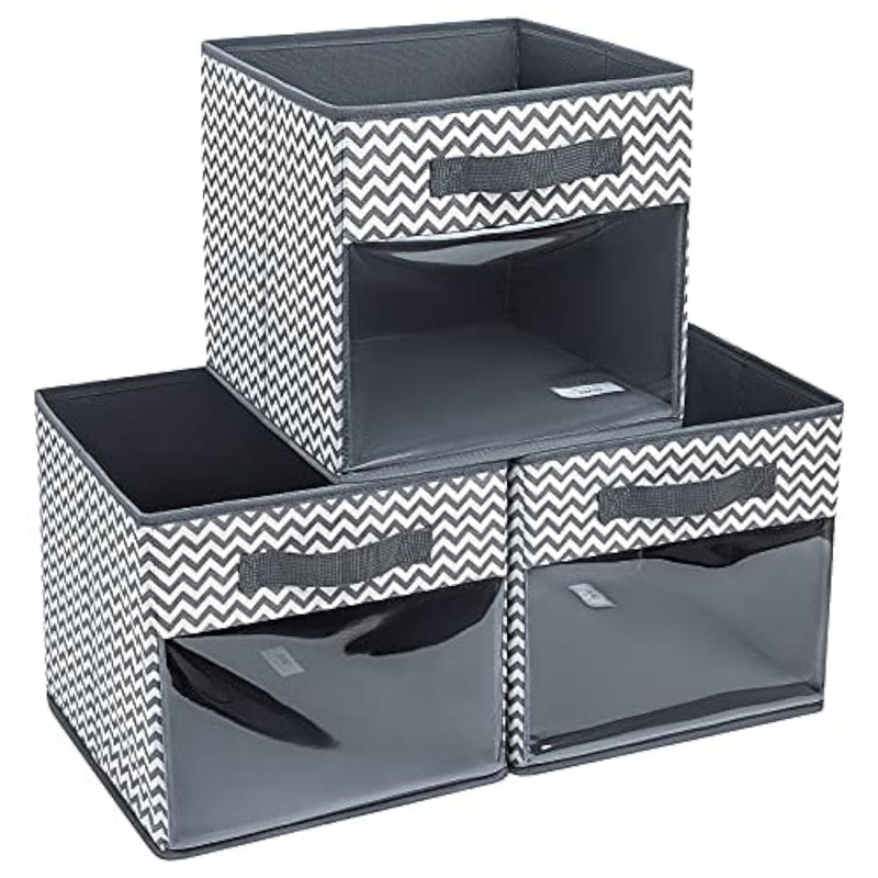 Storage Cubes, 13 Inch Cube Storage Bins With Front Window, Fabric Baskets For S
