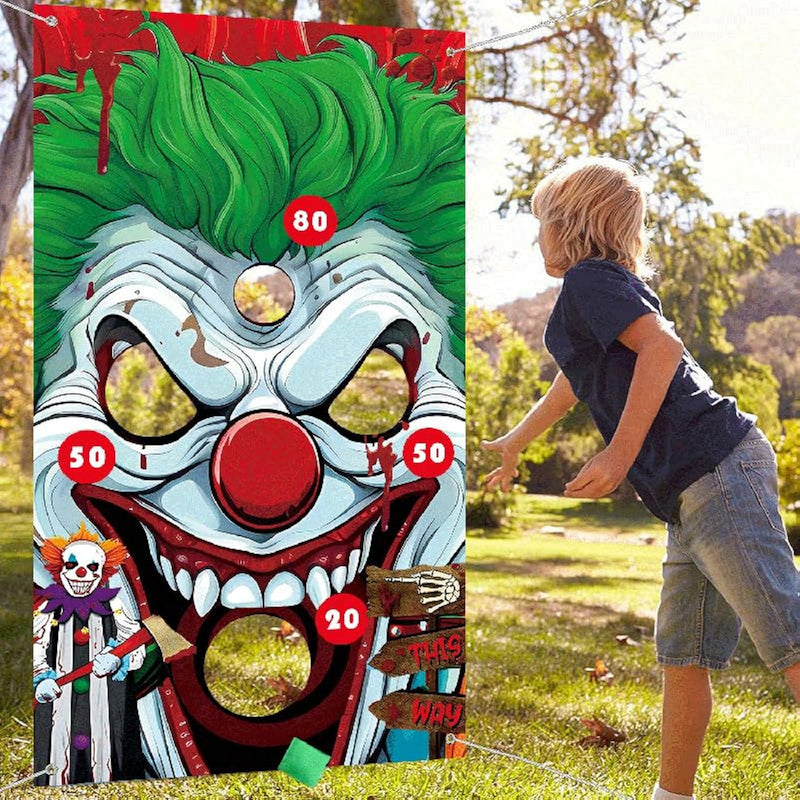 Carnival Clown Party Games,Clown Toss Games Banner With 4 Bean Bags Set For
