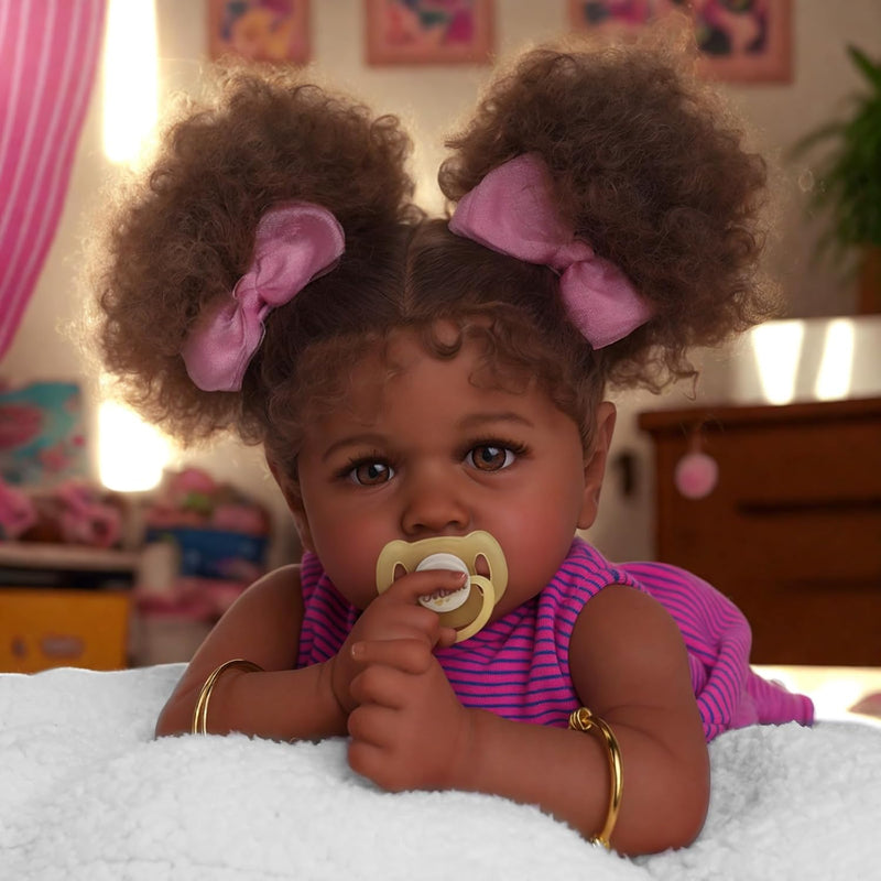 Reborn Baby Dolls Black 22 Inch Lifelike Soft Body Realistic Newborn Baby D