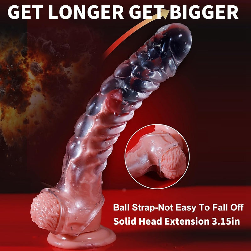 Large Penis Extender Cock Girth Enhancer Sleeve For Men,Extend 3.15 Inch Dick Extender,Delay Ejaculation,Realistic Penis Extension Sleeve For Men Sex Enhancer,Adult Male Sex Toys For Couple