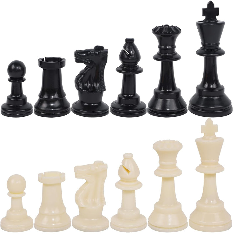 Juegoal Plastic Chess Pieces Only, 32 Pieces Each Chessmen Pieces, 3.75 Inc