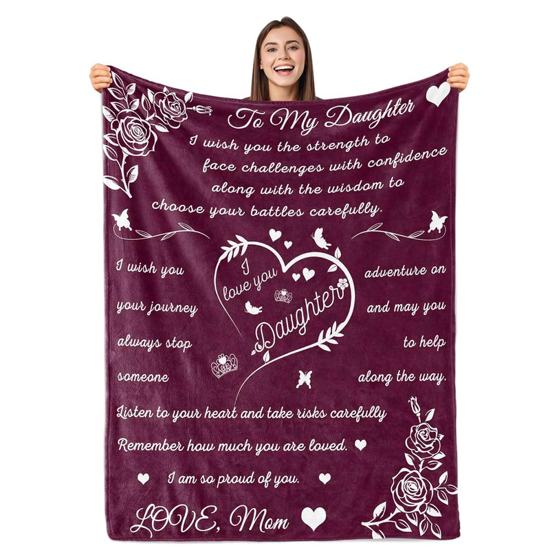 Daughter Blanket, Daughter Blankets From Mom Dad, Birthday For Daughter, I Lov