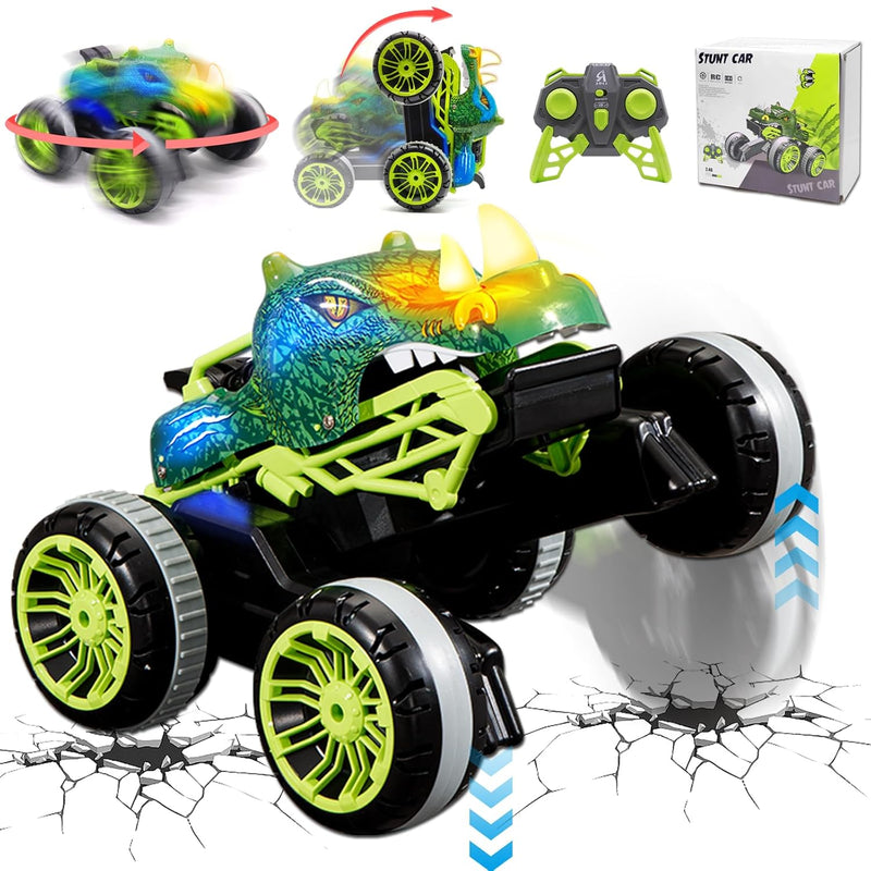 Dinosaur Remote Control Monster Truck For Kids,2.4Ghz Rc Stunt Cars Toys With