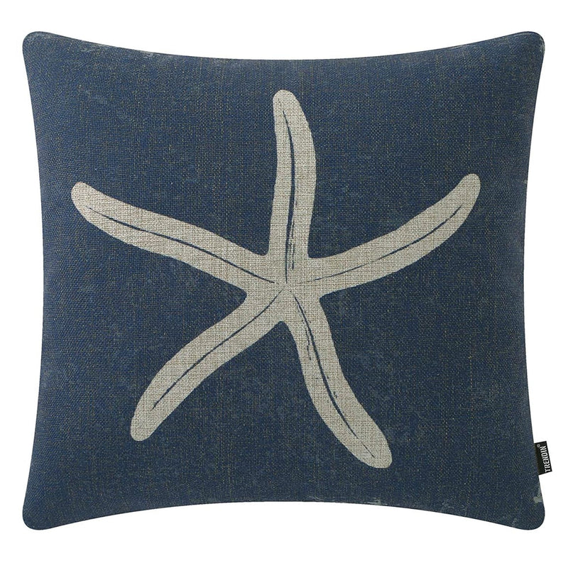 Starfish Pillow Cover 18X18 Inch Retro Coastal Decor Square Pillowcase Linen S
